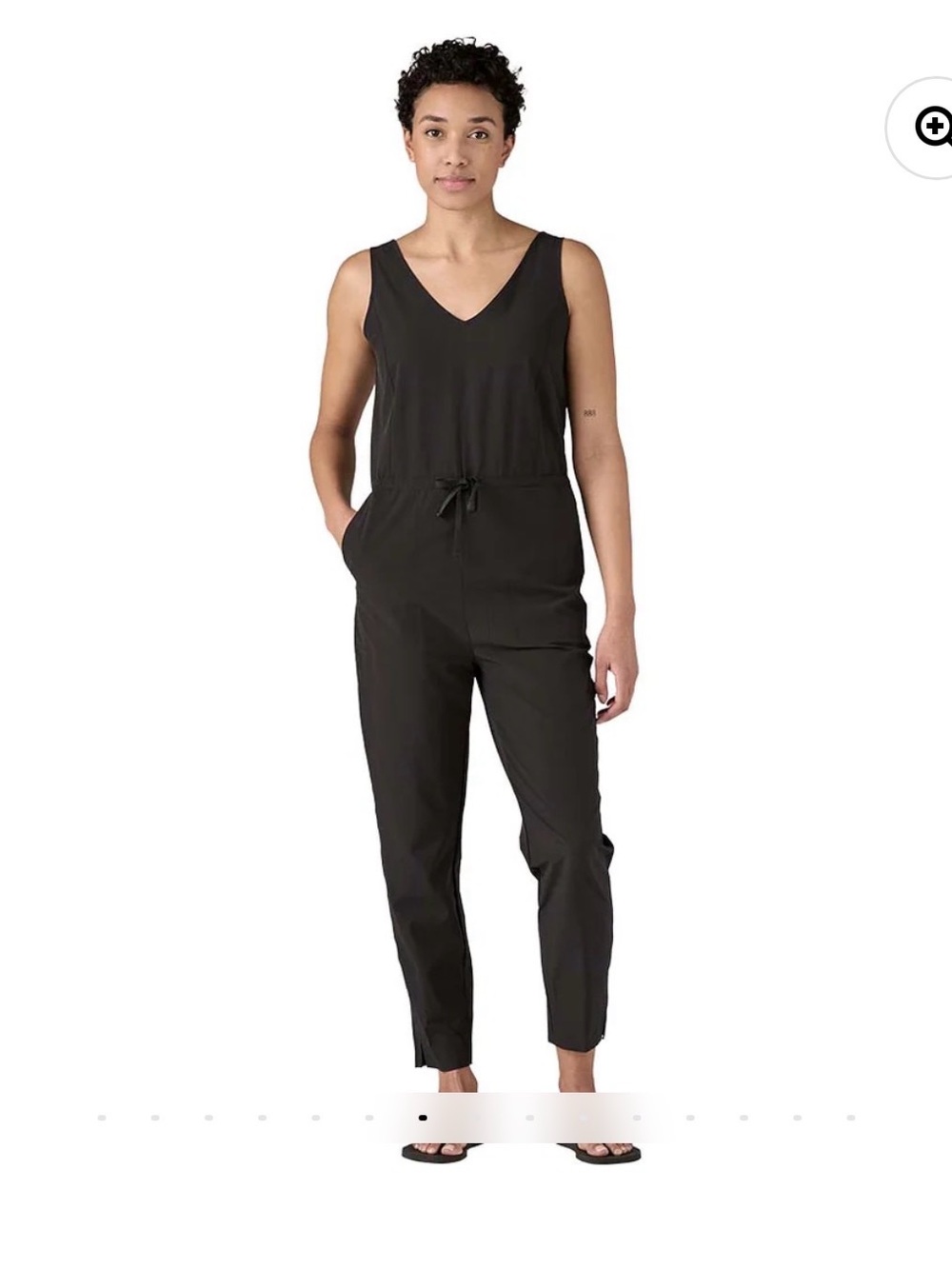 Patagonia Black V-Neck Sleeveless Jumpsuit with Drawstring Waist